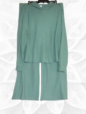 Gap Body XL Green Waffle Knit Hooded Pajama Set 2PC